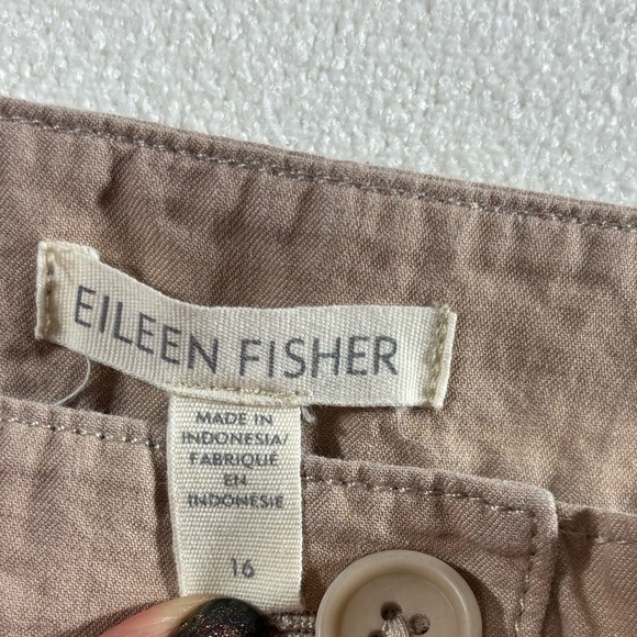 Eileen Fisher Tan Linen Ankle Pants Size 16 Straight Leg Lightweight Natural - Picture 5 of 5